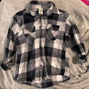 Faded Glory Black and White Plaid Button Down Shirt